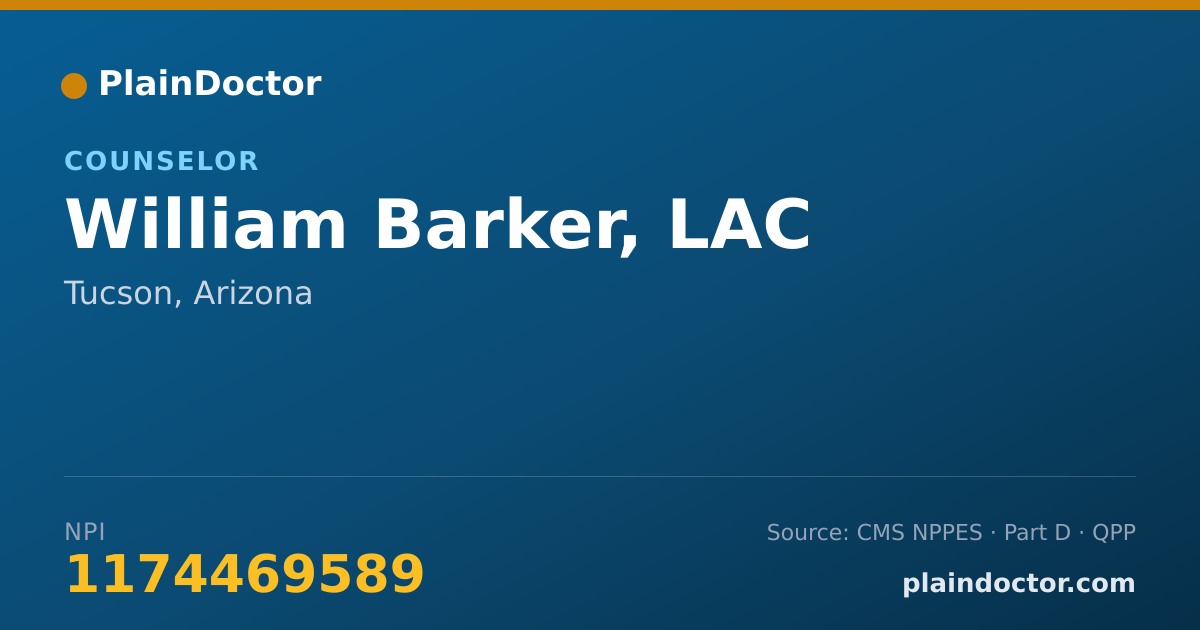 Shareable card for William Barker, LAC - Counselor, Tucson, AZ