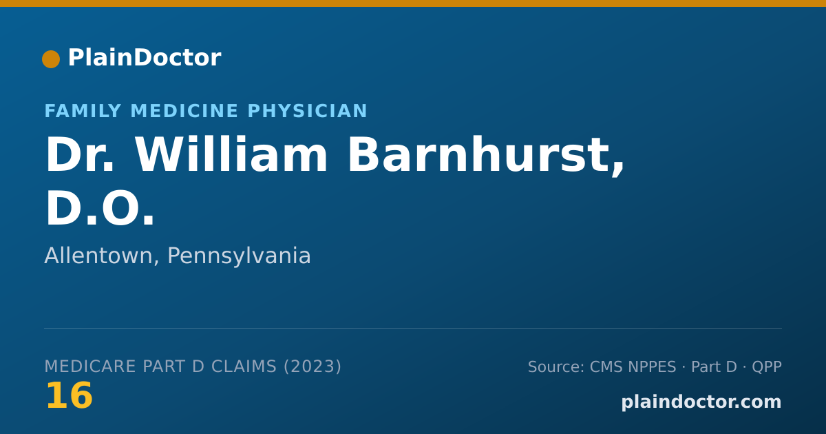 Shareable card for William Barnhurst, D.O. - Family Medicine Physician, Allentown, PA