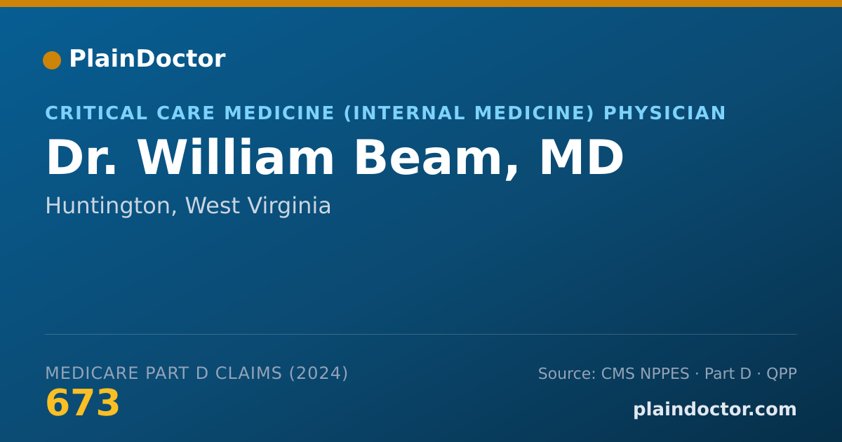 Shareable card for William Beam, MD - Pulmonary Disease Physician, Huntington, WV