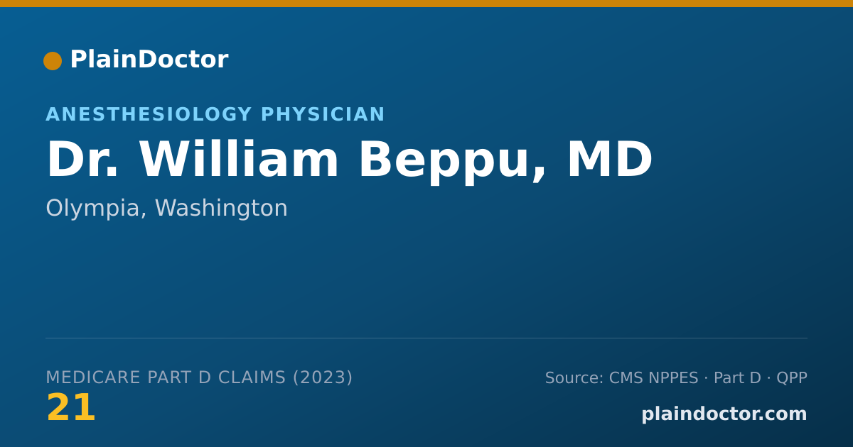 Shareable card for William Beppu, MD - Anesthesiology Physician, Olympia, WA