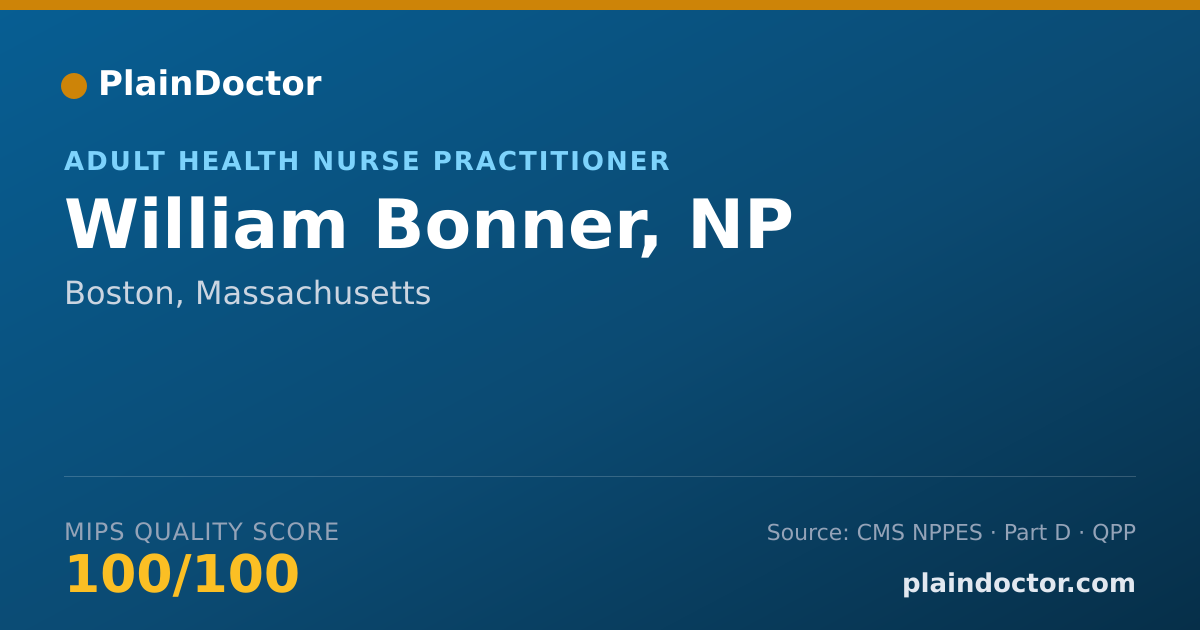 Shareable card for William Bonner, NP - Adult Health Nurse Practitioner, Boston, MA