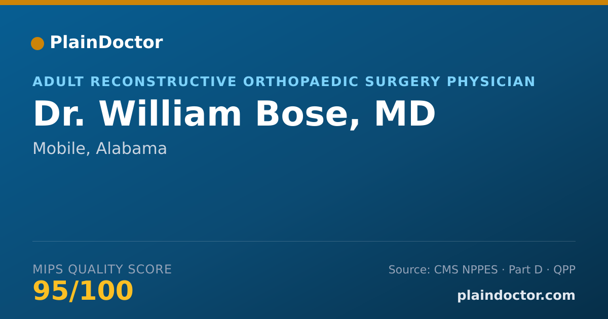 Shareable card for William Bose, MD - Adult Reconstructive Orthopaedic Surgery Physician, Mobile, AL