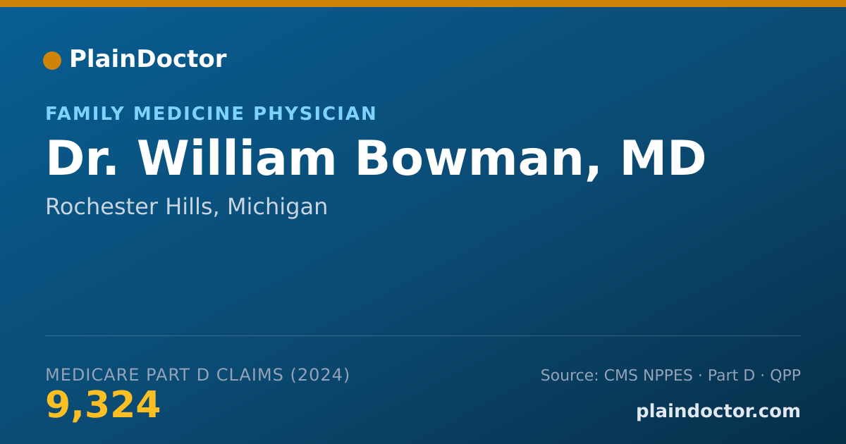 Shareable card for William Bowman, MD - Family Medicine Physician, Rochester Hills, MI