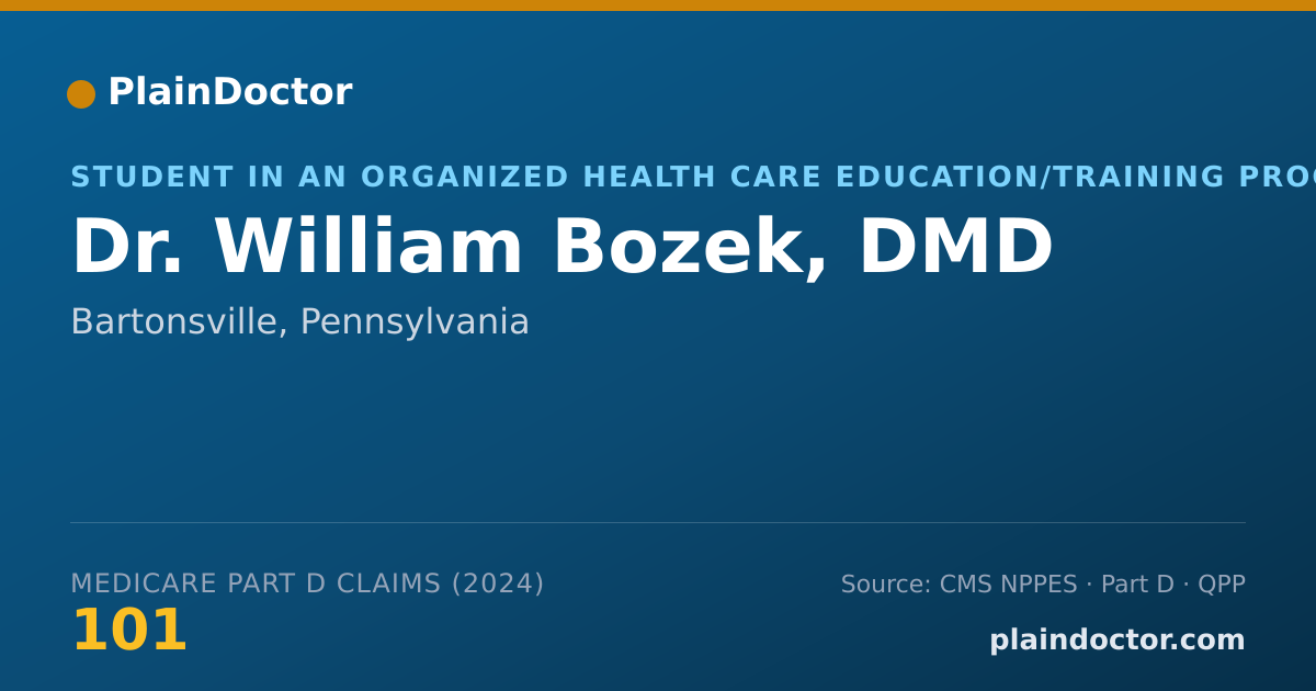 Shareable card for William Bozek, DMD - Student in an Organized Health Care Education/Training Program, Bartonsville, PA