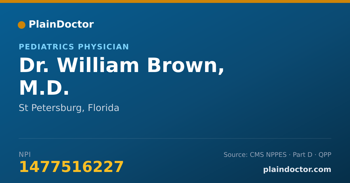 Shareable card for William Brown, M.D. - Pediatrics Physician, St Petersburg, FL