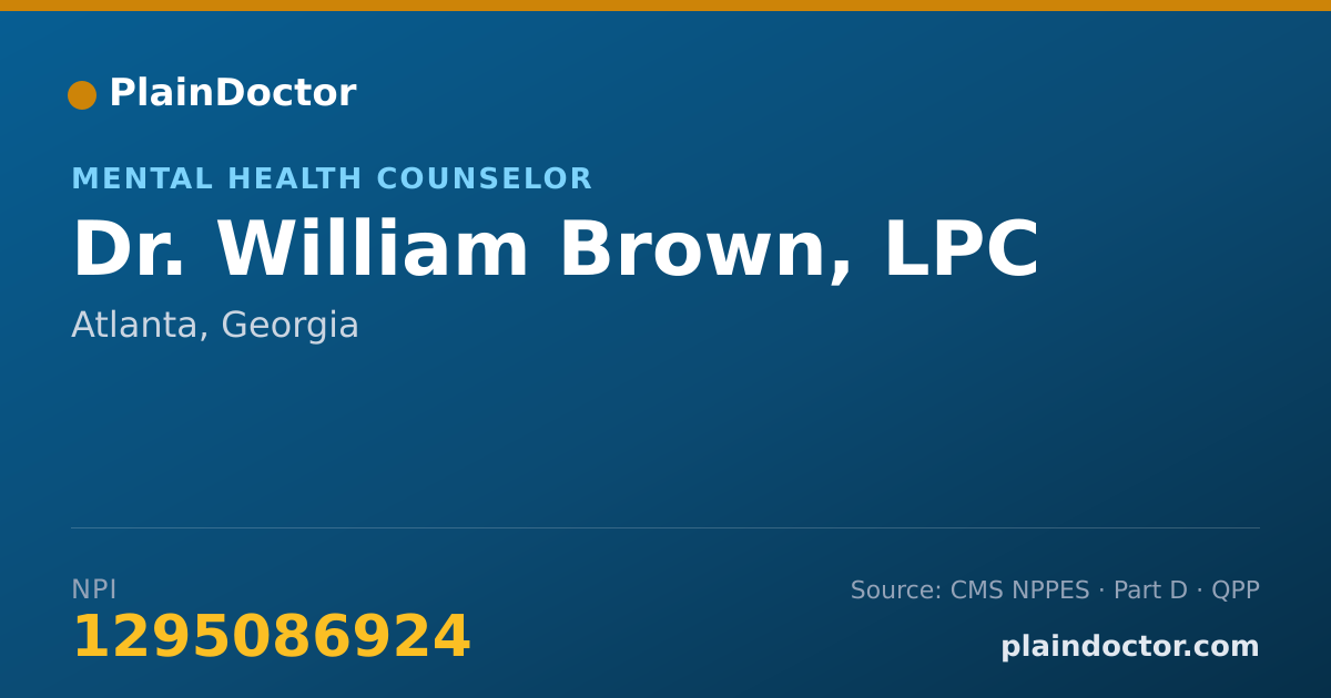 Shareable card for William Brown, LPC - Mental Health Counselor, Atlanta, GA