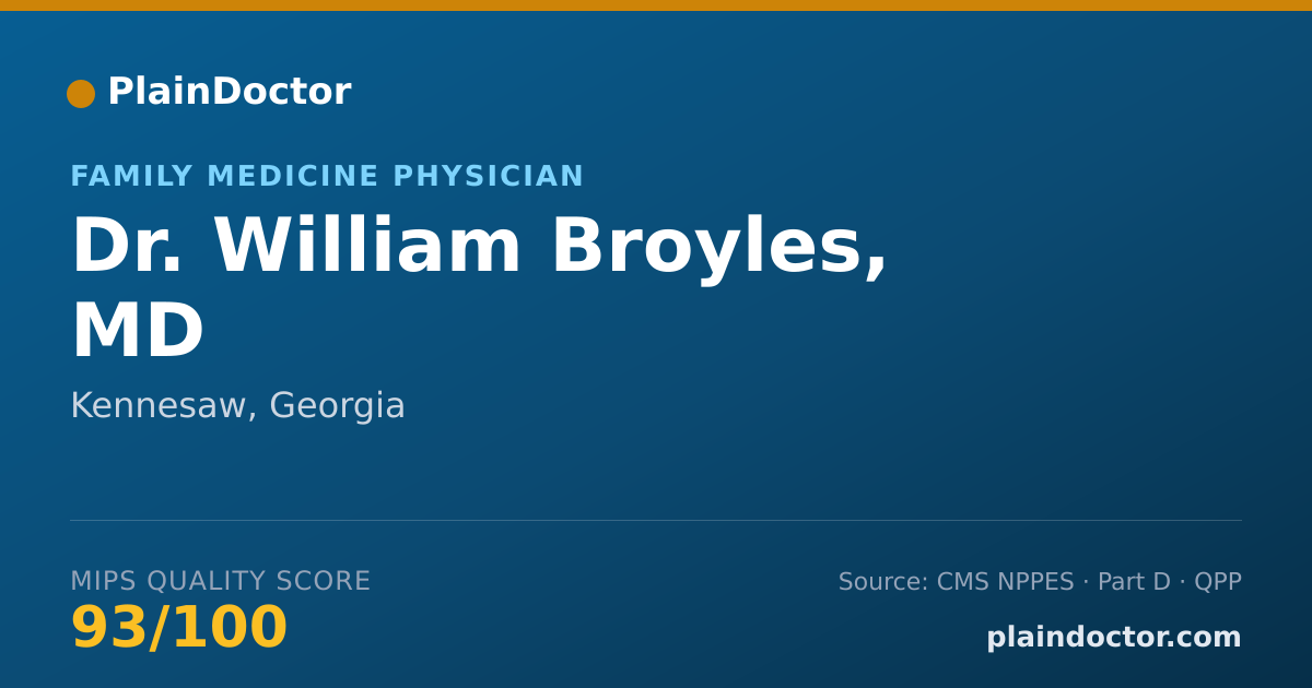 Shareable card for William Broyles, MD - Family Medicine Physician, Kennesaw, GA