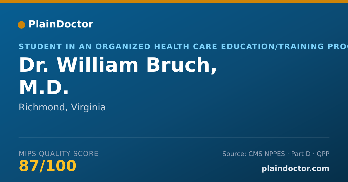 Shareable card for William Bruch, M.D. - Student in an Organized Health Care Education/Training Program, Richmond, VA