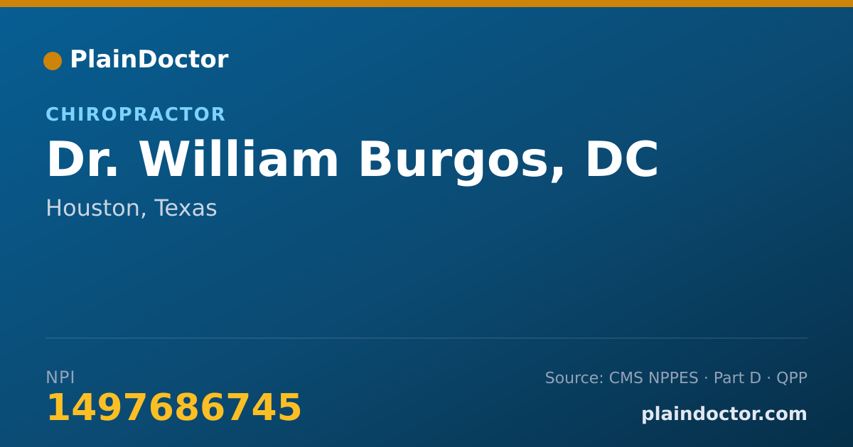 Shareable card for William Burgos, DC - Chiropractor, Houston, TX