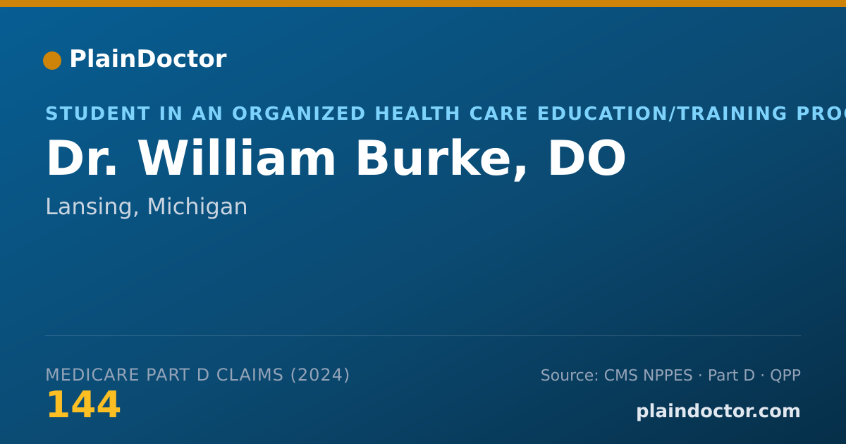 Shareable card for William Burke, DO - Student in an Organized Health Care Education/Training Program, Lansing, MI