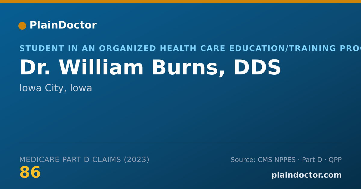 Shareable card for William Burns, DDS - Student in an Organized Health Care Education/Training Program, Iowa City, IA