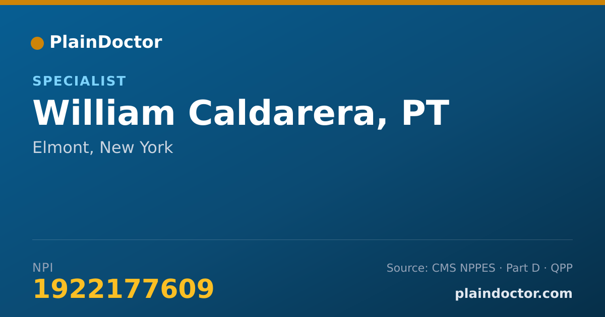 Shareable card for William Caldarera, PT - Specialist, Elmont, NY
