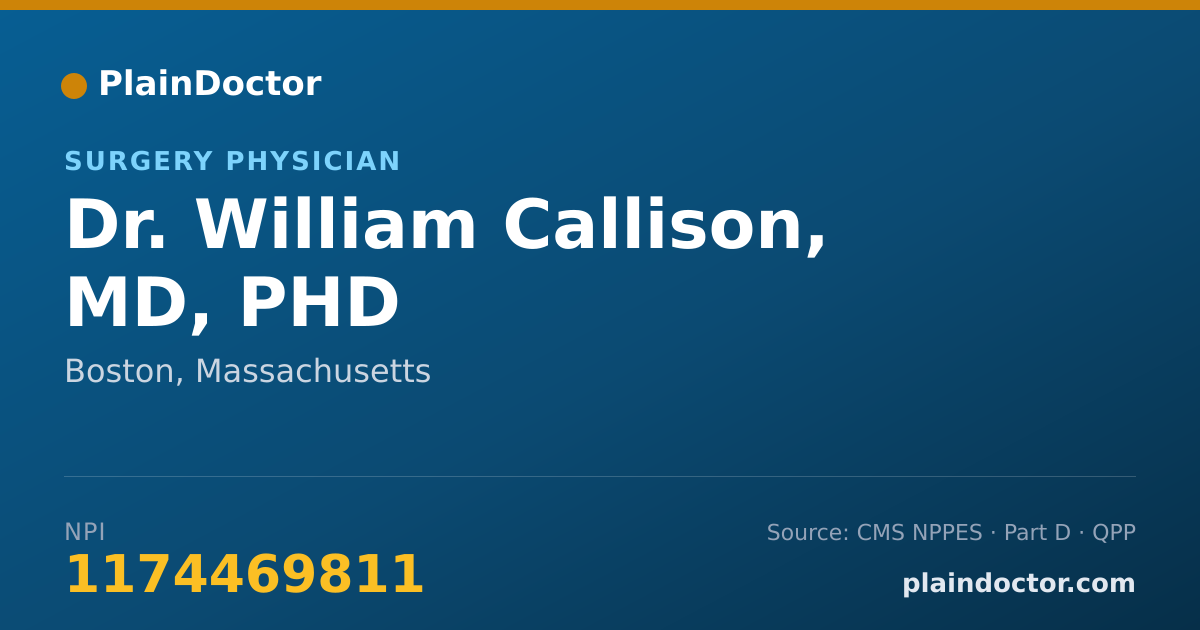 Shareable card for William Callison, MD, PHD - Surgery Physician, Boston, MA