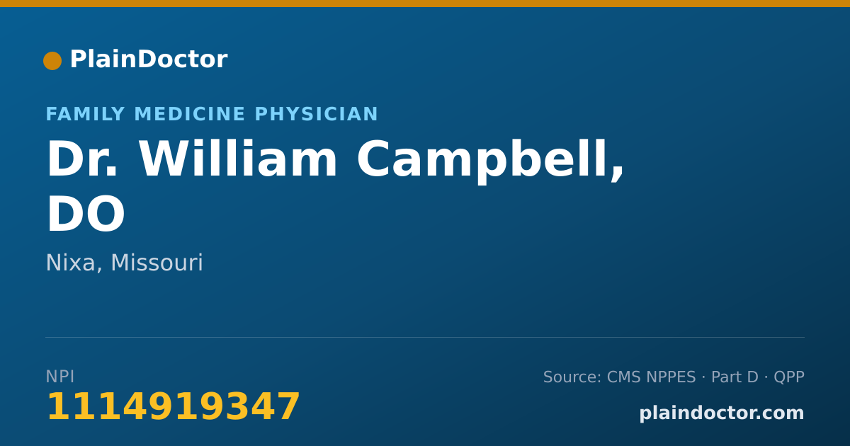 Shareable card for William Campbell, DO - Family Medicine Physician, Nixa, MO