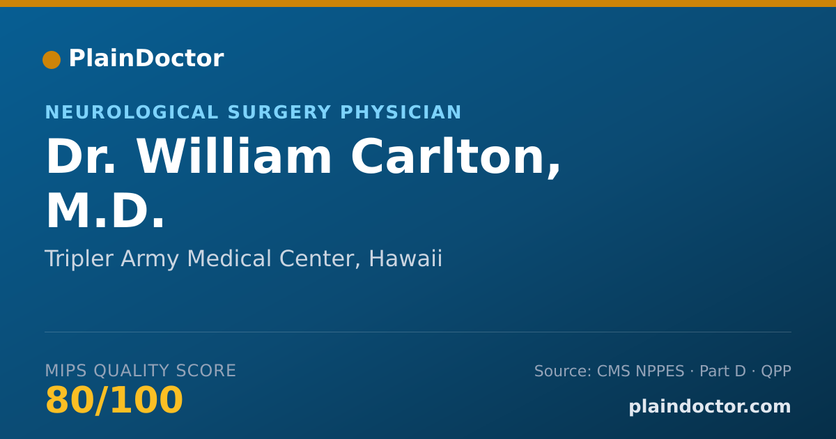 Shareable card for William Carlton, M.D. - Neurological Surgery Physician, Tripler Army Medical Center, HI