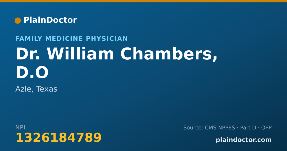 Shareable card for William Chambers, D.O - Family Medicine Physician, Azle, TX
