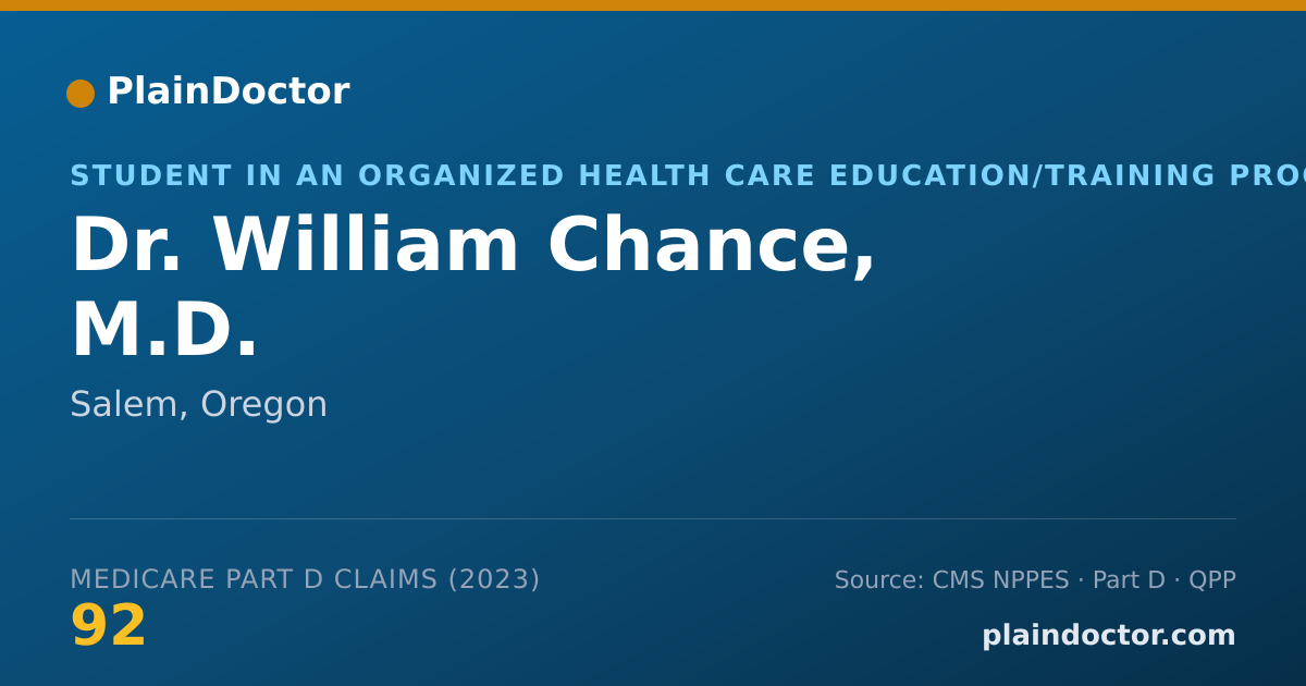 Shareable card for William Chance, M.D. - Student in an Organized Health Care Education/Training Program, Salem, OR