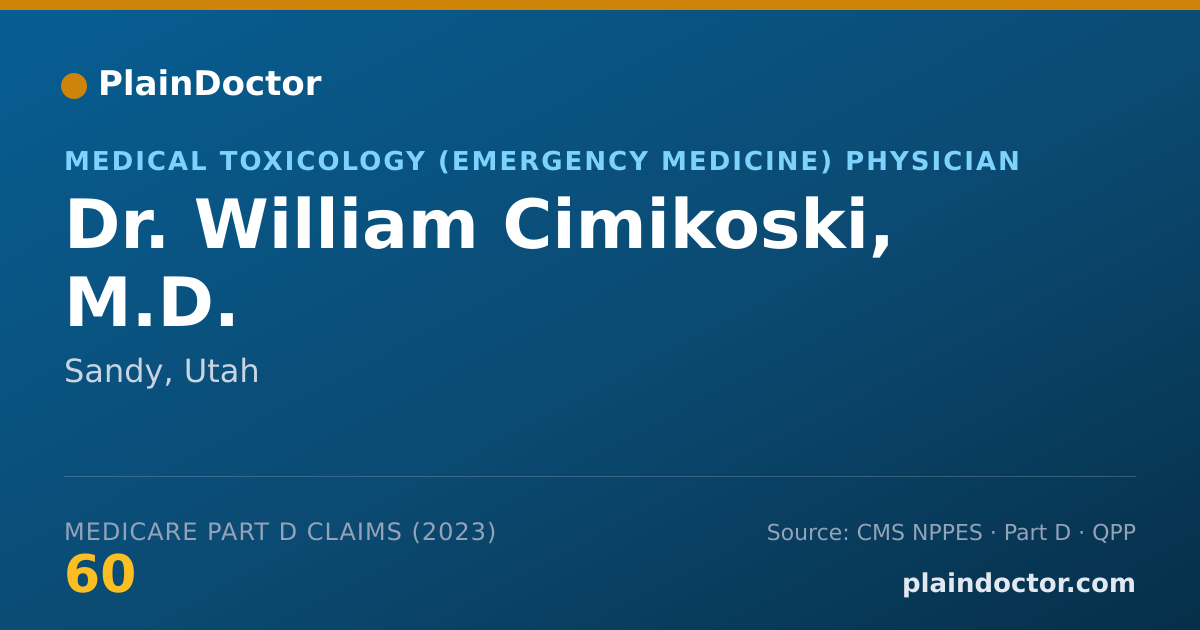 Shareable card for William Cimikoski, M.D. - Medical Toxicology (Emergency Medicine) Physician, Sandy, UT