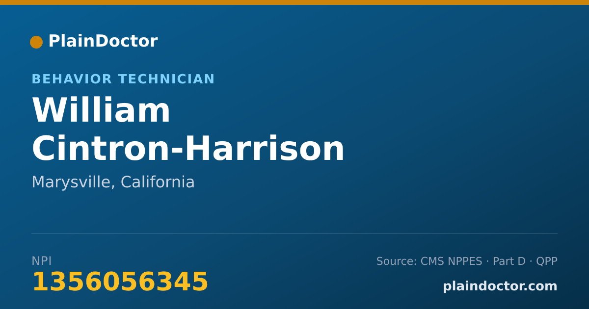 Shareable card for William Cintron-Harrison - Behavior Technician, Marysville, CA