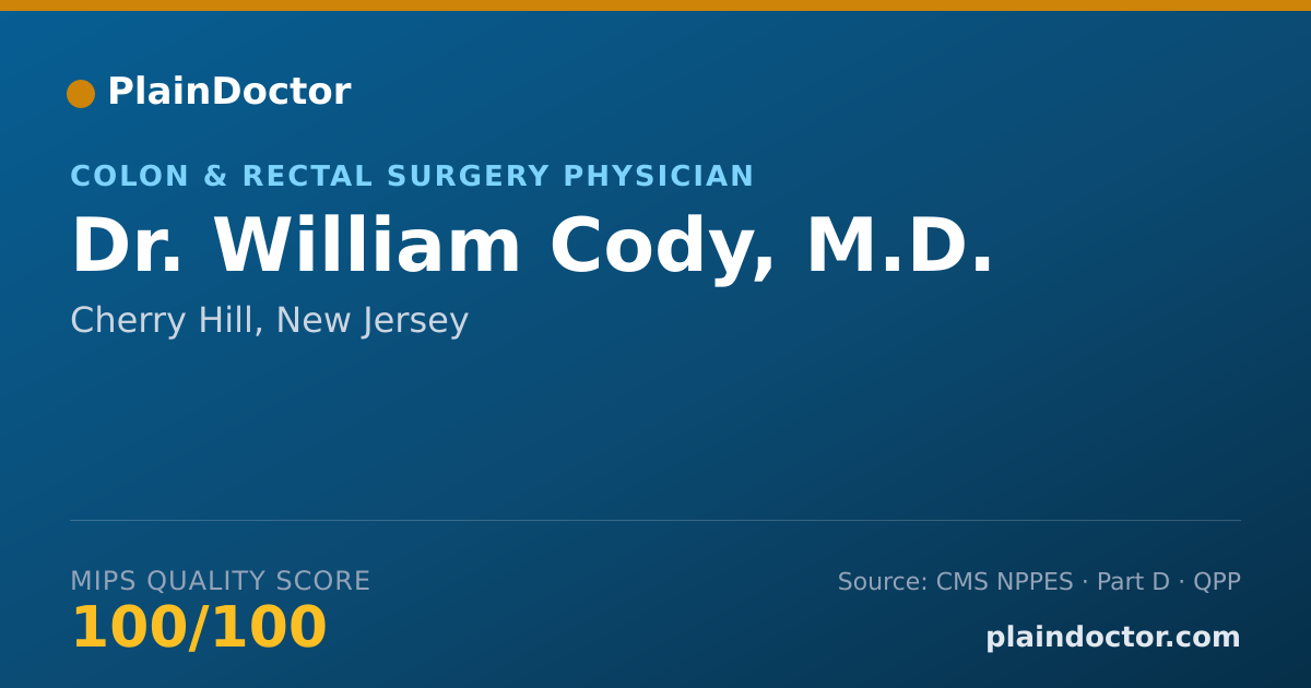 Shareable card for William Cody, M.D. - Surgery Physician, Cherry Hill, NJ