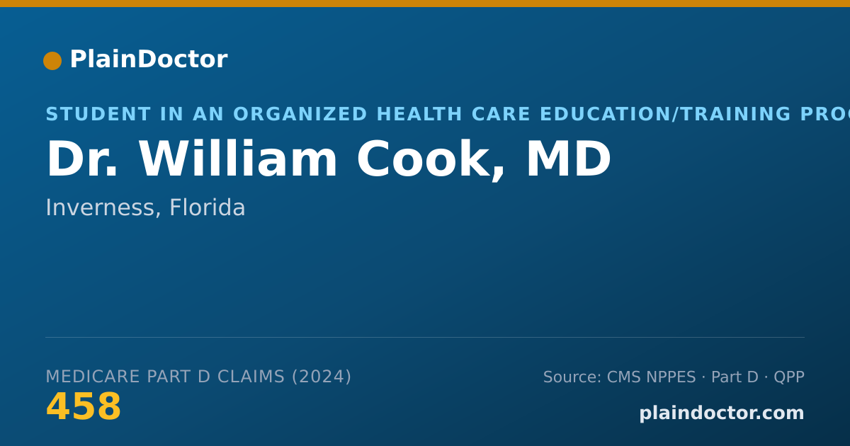 Shareable card for William Cook, MD - Student in an Organized Health Care Education/Training Program, Inverness, FL