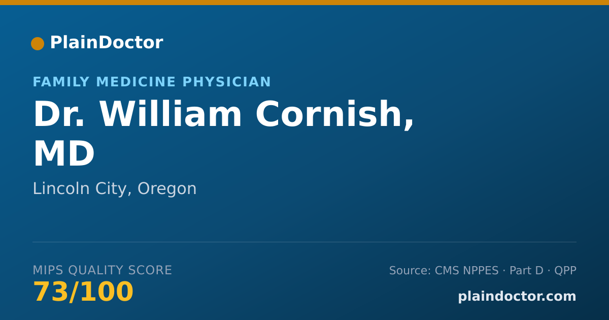 Shareable card for William Cornish, MD - Family Medicine Physician, Lincoln City, OR