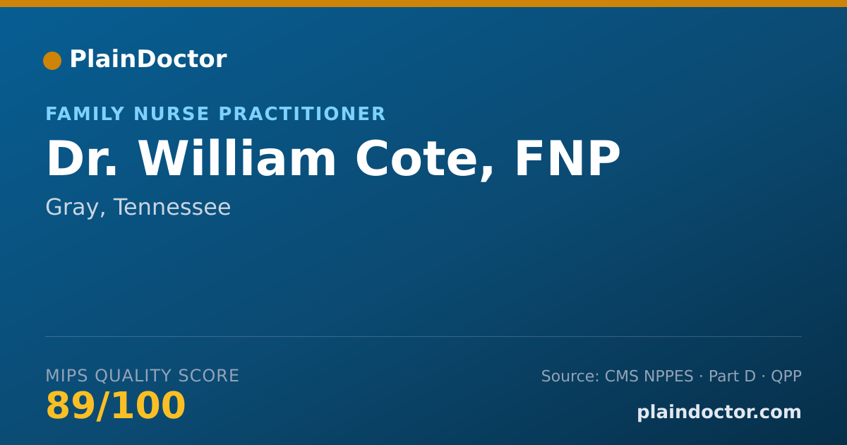 Shareable card for William Cote, FNP - Family Nurse Practitioner, Gray, TN