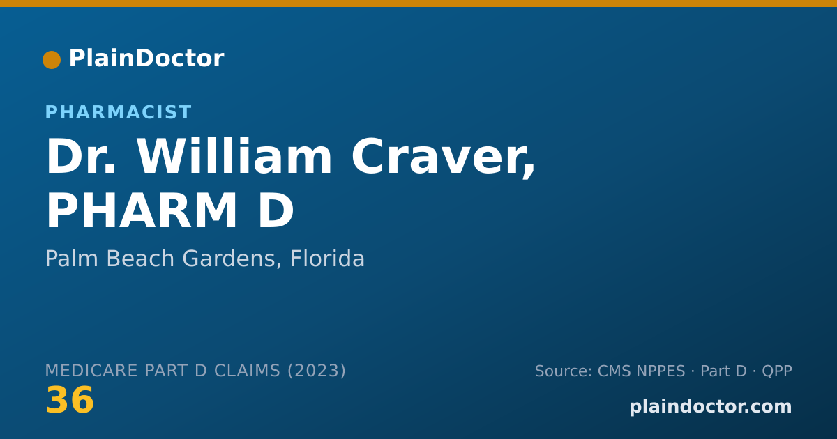 Shareable card for William Craver, PHARM D - Pharmacist, Palm Beach Gardens, FL