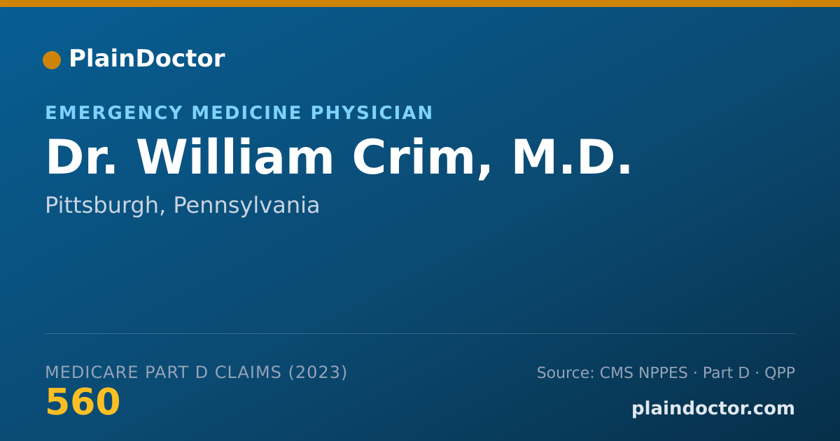 Shareable card for William Crim, M.D. - Emergency Medicine Physician, Pittsburgh, PA