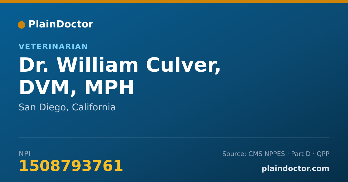 Shareable card for William Culver, DVM, MPH - Veterinarian, San Diego, CA
