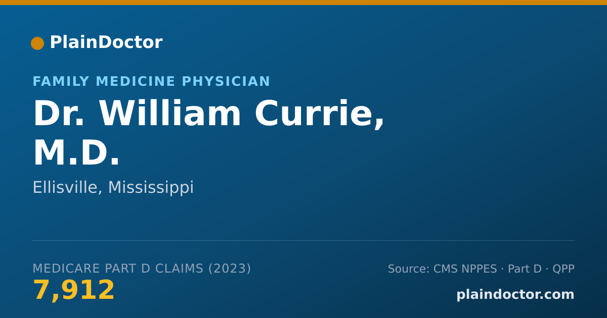 Shareable card for William Currie, M.D. - Family Medicine Physician, Ellisville, MS