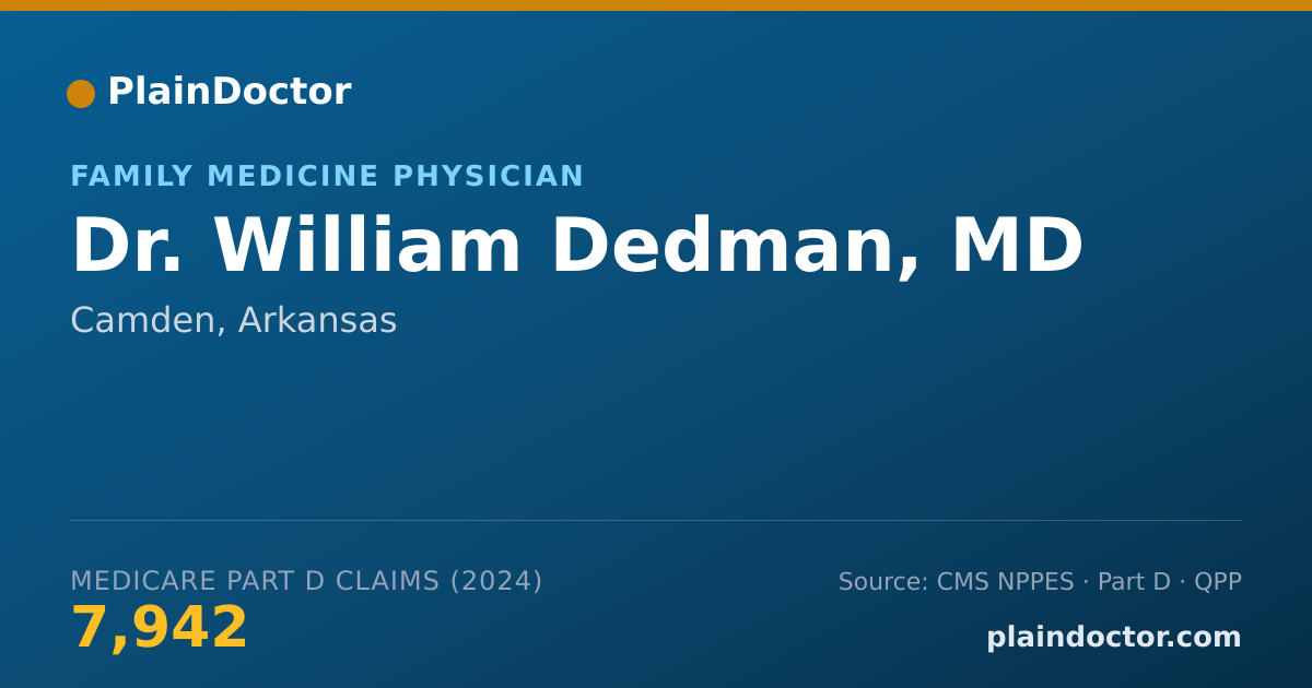 Shareable card for William Dedman, MD - Family Medicine Physician, Camden, AR