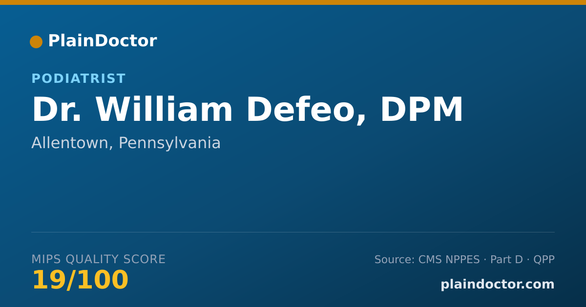 Shareable card for William Defeo, DPM - Podiatrist, Allentown, PA