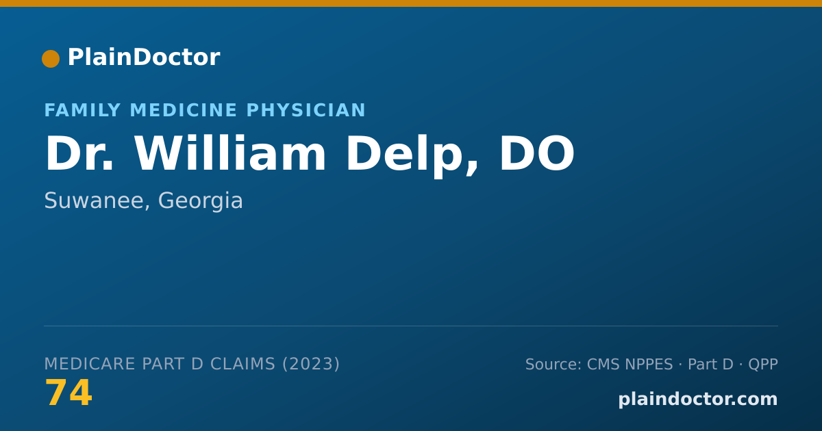 Shareable card for William Delp, DO - Family Medicine Physician, Suwanee, GA
