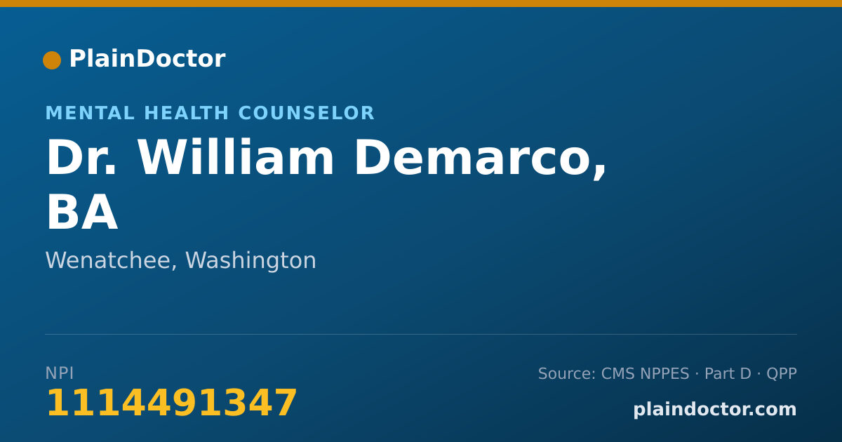 Shareable card for William Demarco, BA - Mental Health Counselor, Wenatchee, WA