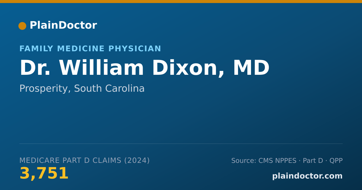 Shareable card for William Dixon, MD - Family Medicine Physician, Prosperity, SC