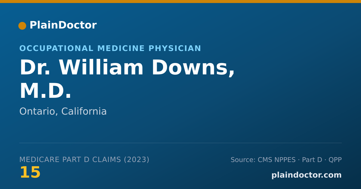 Shareable card for William Downs, M.D. - Occupational Medicine Physician, Ontario, CA