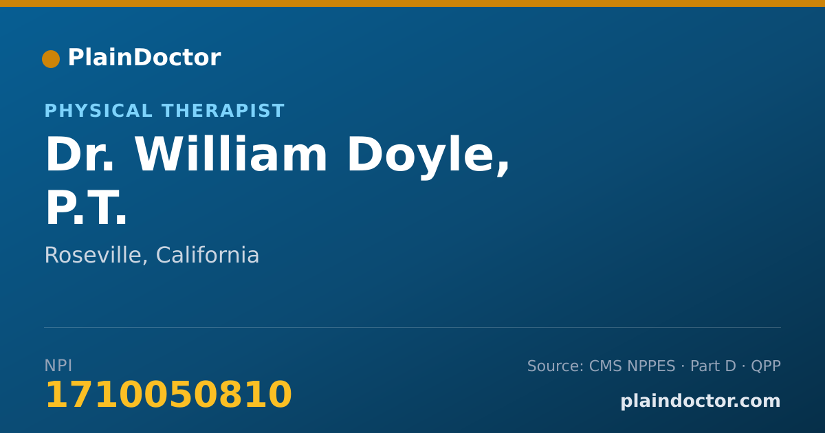 Shareable card for William Doyle, P.T. - Physical Therapist, Roseville, CA