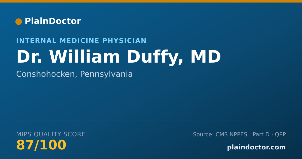 Shareable card for William Duffy, MD - Internal Medicine Physician, Conshohocken, PA