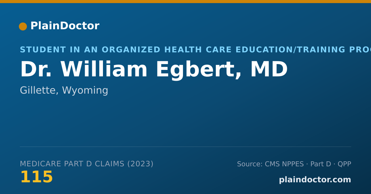 Shareable card for William Egbert, MD - Student in an Organized Health Care Education/Training Program, Gillette, WY