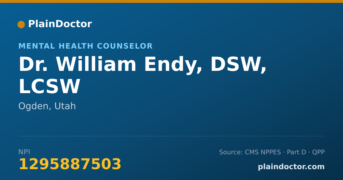 Shareable card for William Endy, DSW, LCSW - Mental Health Counselor, Ogden, UT