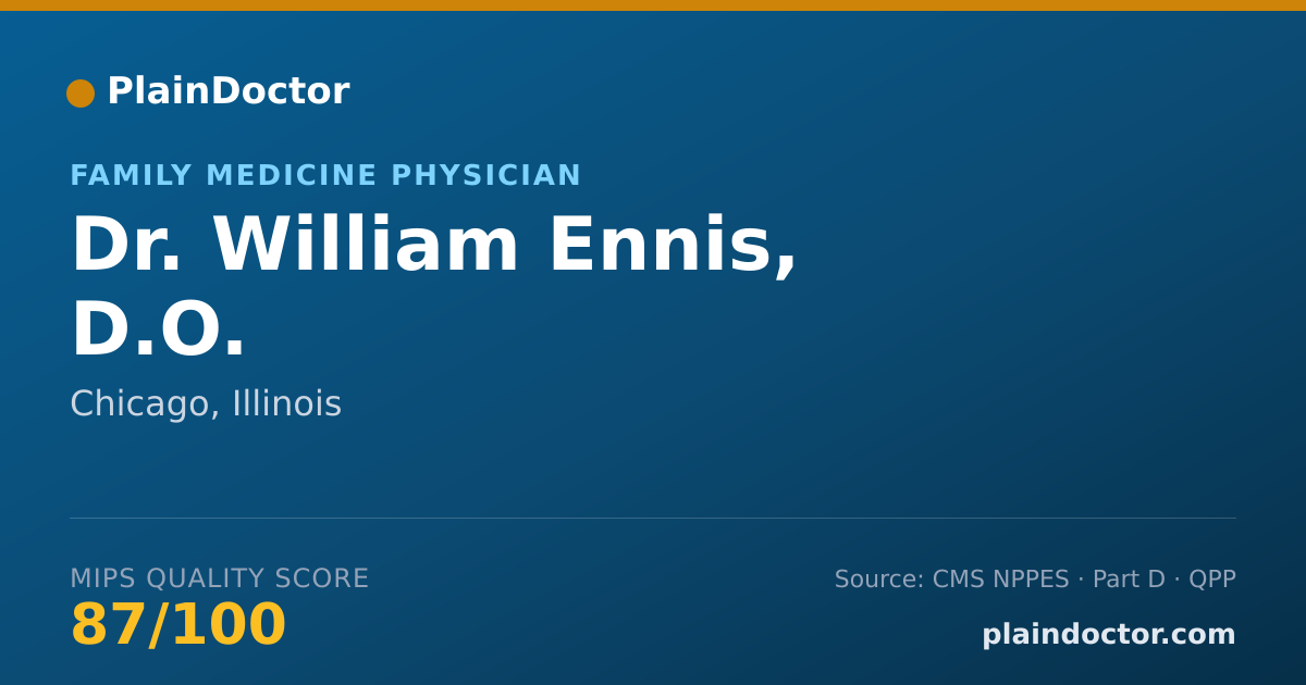 Shareable card for William Ennis, D.O. - Family Medicine Physician, Chicago, IL
