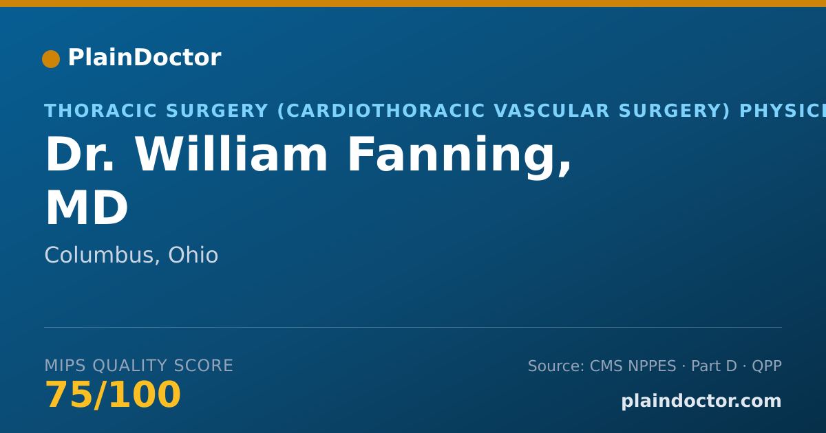 Shareable card for William Fanning, MD - Thoracic Surgery (Cardiothoracic Vascular Surgery) Physician, Columbus, OH