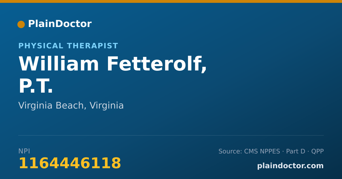 Shareable card for William Fetterolf, P.T. - Physical Therapist, Virginia Beach, VA