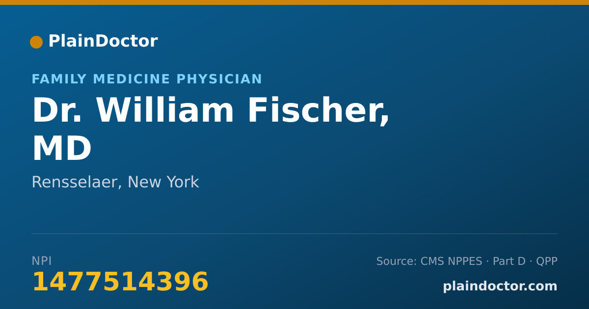 Shareable card for William Fischer, MD - Family Medicine Physician, Rensselaer, NY