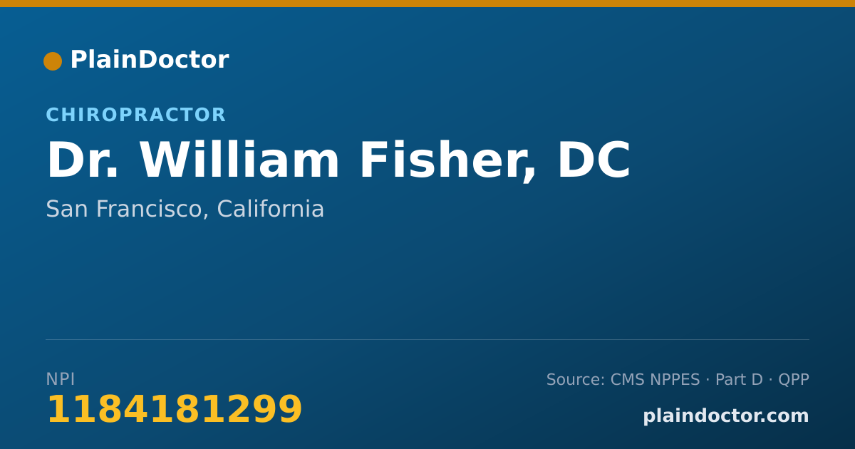 Shareable card for William Fisher, DC - Chiropractor, San Francisco, CA