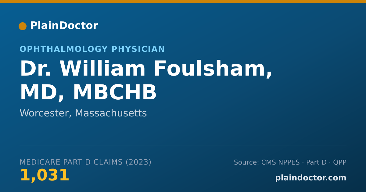 Shareable card for William Foulsham, MD, MBCHB - Ophthalmology Physician, Worcester, MA