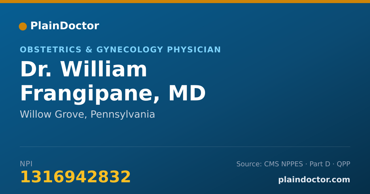 Shareable card for William Frangipane, MD - Obstetrics & Gynecology Physician, Willow Grove, PA