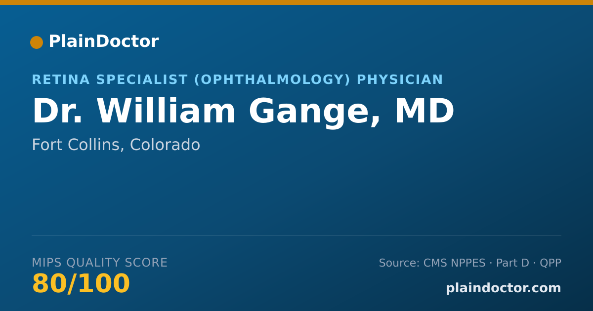 Shareable card for William Gange, MD - Retina Specialist (Ophthalmology) Physician, Fort Collins, CO