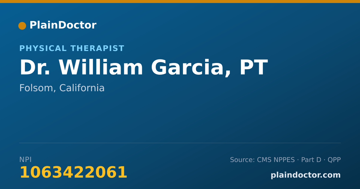 Shareable card for William Garcia, PT - Physical Therapist, Folsom, CA